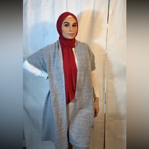 Universal Threads Gray Knit Short Sleeve Batwing Open-Front Duster Cardigan OSFM